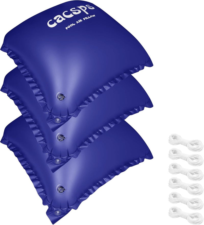 CACSPS 3 Pack Pool Pillow for for Above Ground Pools, 4x4 Ft Pool Air Pillow for Closing Winter Pool Winterizing Kit for Ground Pool, 0.5mm PVC Material, 2X 16.5Ft Rope (Blue) - Image 1